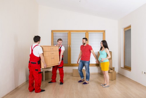 Packed household items ready for transport during a Kennington relocation