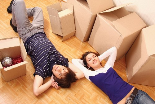Packed boxes and furniture ready for transport during a local Kennington move