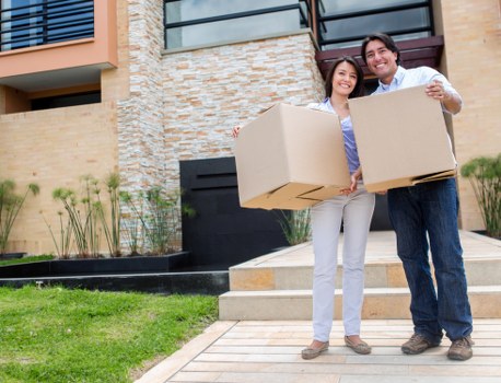 Packed boxes and household items prepared for a student removal